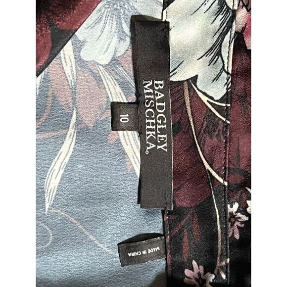Badgley Mischka Floral Button Up Blouse Bell Sleeves Size 10 - Picture 4 of 4